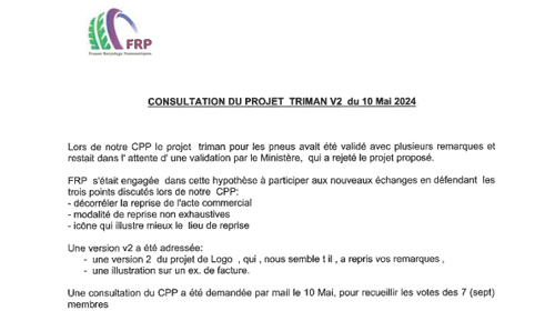 Consultation du projet TRIMAN du 10/05/2024